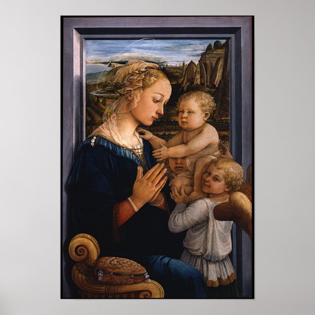 Póster Madonna con niños y dos ángeles - Lippi - Poster (Frente)