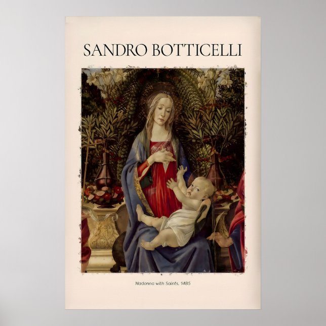 Póster Madonna con Santos de Botticelli Retablo de Bardi (Frente)