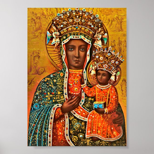 Póster Madonna de Czestochowa María Católica Polaca (Frente)