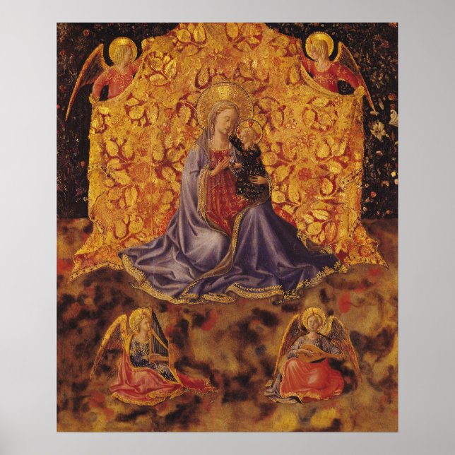 Póster Madonna de la Humildad con Cristo Niño y Ángeles (Frente)