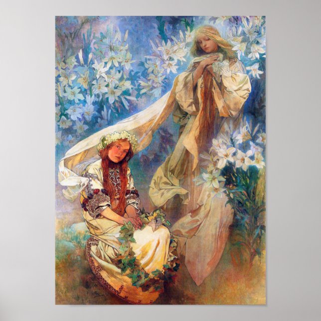 Póster Madonna de la Lily, Mucha (Frente)