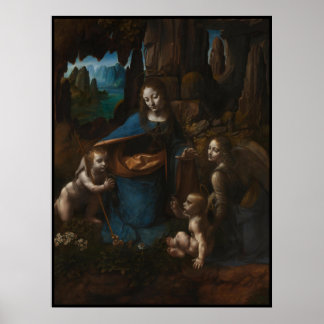 Póster Madonna de las Rocas"Virgen María, niño Jesús, Jua