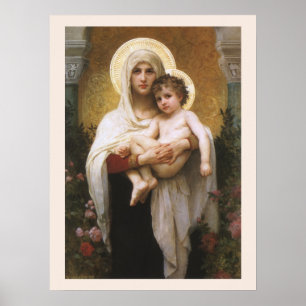 Póster Madonna de las Rosas de Bouguereau