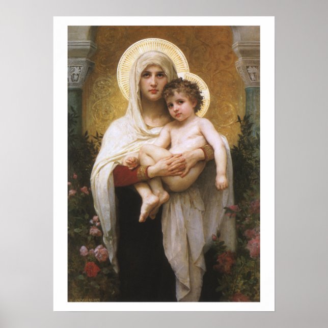 Póster Madonna de las Rosas de Bouguereau (Frente)