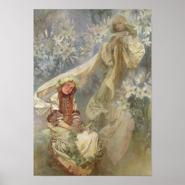 Póster Madonna de los Lirios de Alphonse Mucha (Frente)