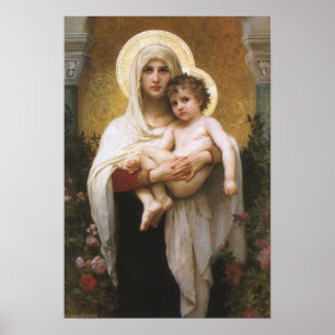 Póster Madonna de los Rosas de Bouguereau