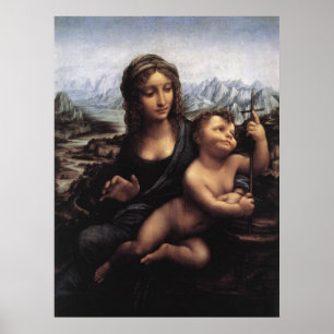 Póster madonna del bobinado de hilados, Leonardo Da Vinci