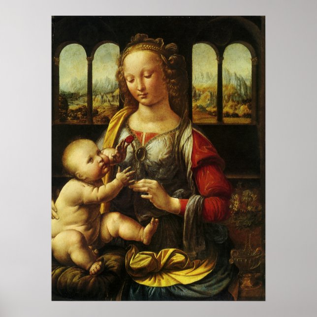 Póster Madonna del clavel de Leonardo da Vinci (Frente)