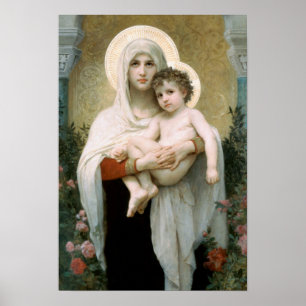 Póster Madonna del navidad de los rosas