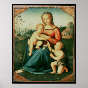 Póster Madonna e hijo con San Juan Bautista