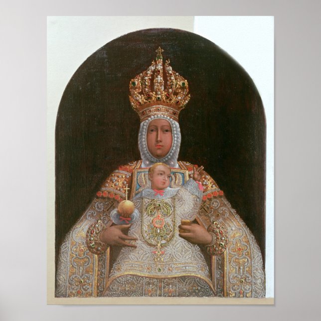 Póster Madonna e Niño, Escuela del Cusco (Frente)