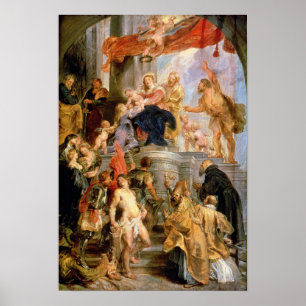 Póster Madonna Enthroned con el niño