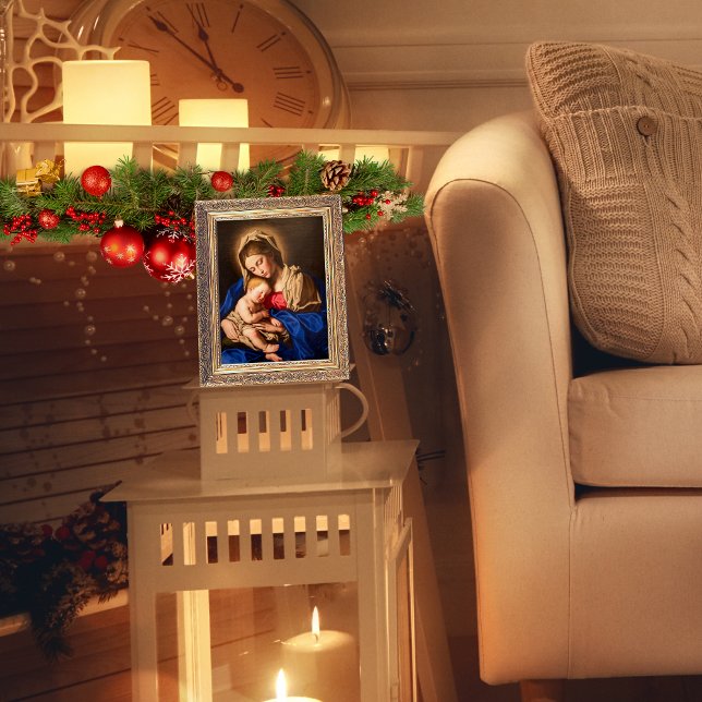 Póster Madonna religiosa y Navidades tradicionales infant (Religious Catholic wall art with Madonna and Child for Christmas and every day)