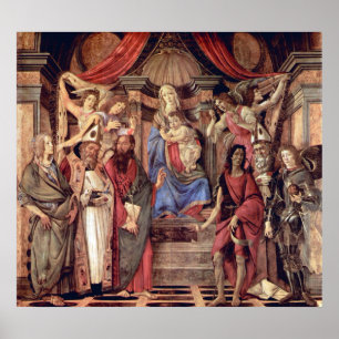 Póster Madonna throne of angels and saints