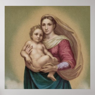 Póster Madonna Vintage Y Niño