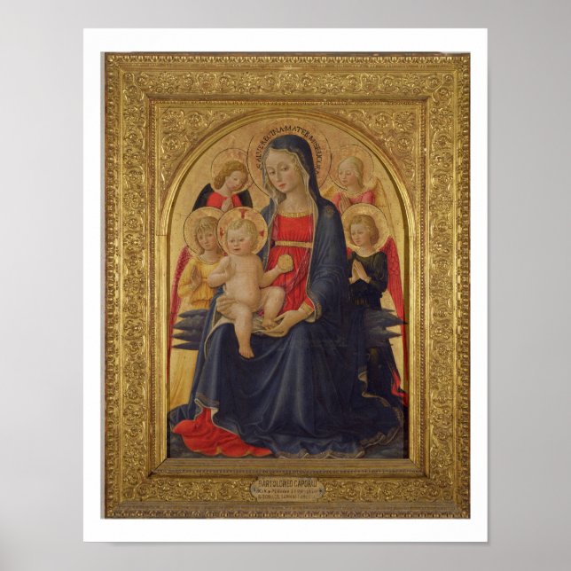 Póster Madonna y Child with Angels, c.1467 (aceite en el  (Frente)