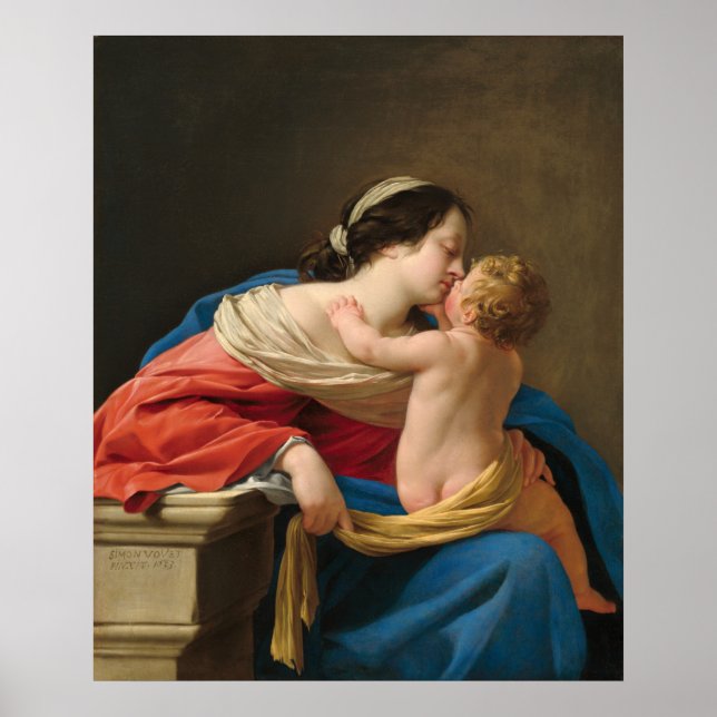Póster Madonna y el niño - Bella Artes Simon Vouet (Frente)