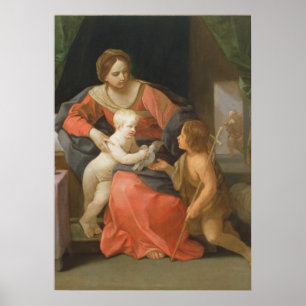 Póster Madonna y el niño con San Juan Bautista