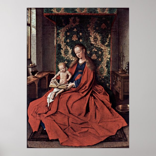 Póster Madonna y lectura infantil por Jan van Eyck (Frente)