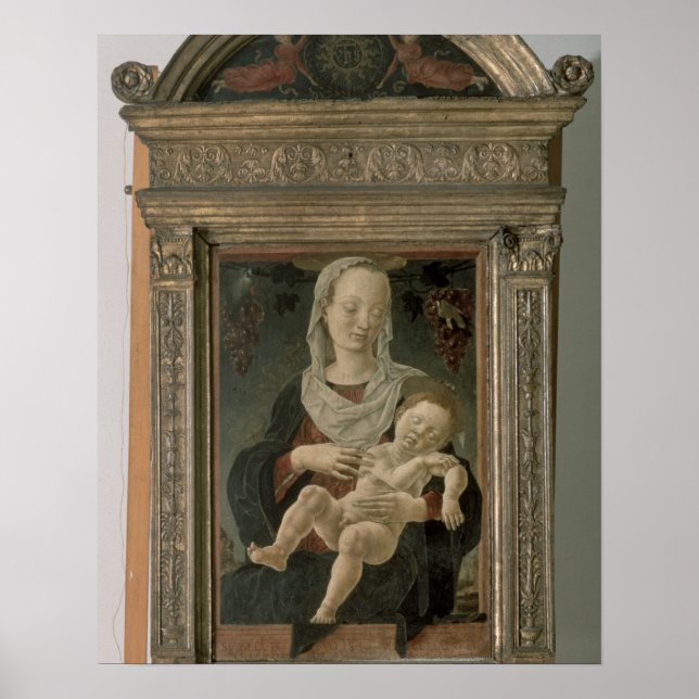 Póster Madonna y niño (aceite en el panel) (Frente)