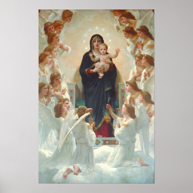 Póster Madonna y niño con ángeles (Frente)
