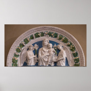 Póster Madonna y niño con ángeles Luca Della Robbia