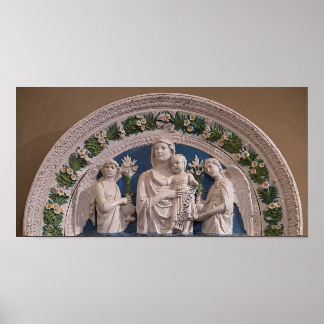 Póster Madonna y niño con ángeles Luca Della Robbia (Frente)