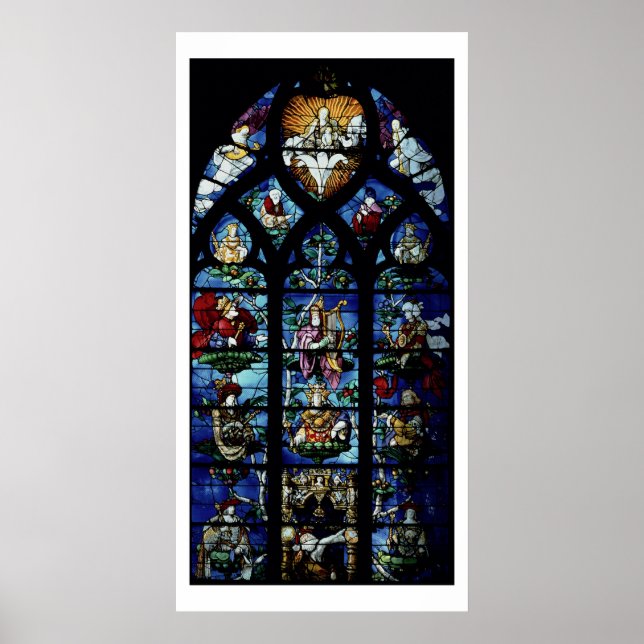 Póster Madonna y niño con ángeles y retratos (Frente)