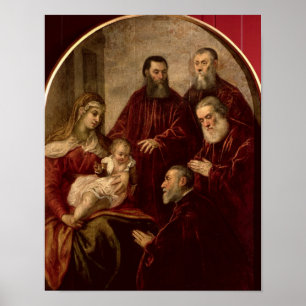 Póster Madonna y niño con cuatro estadistas