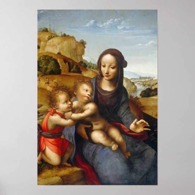 Póster Madonna y niño con el San Juan Infantil (Frente)