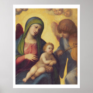 Póster Madonna y niño con los ángeles c.1510-15 (aceite