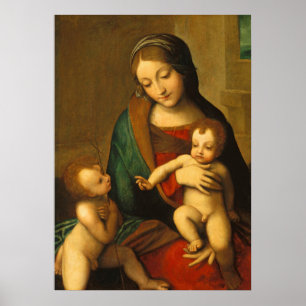Póster Madonna y niño con los santos