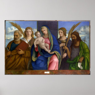 Póster Madonna y niño con los santos