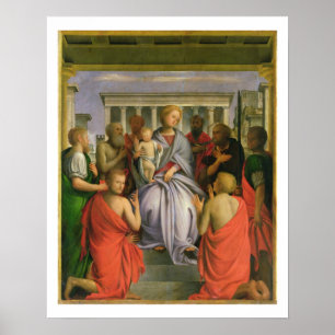 Póster Madonna y niño con ocho santos, años 1520 (tempera