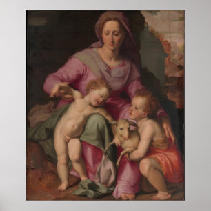 Póster Madonna y niño con San Juan Bautista