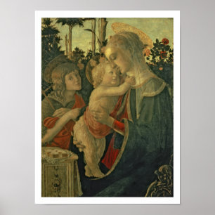 Póster Madonna y niño con San Juan Bautista (aceite o