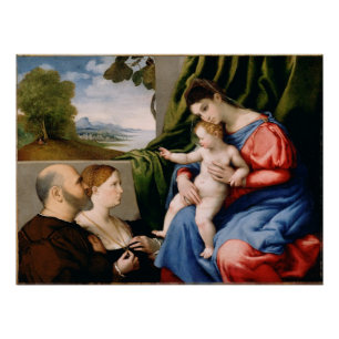 Póster Madonna y niño con San Juan infantil