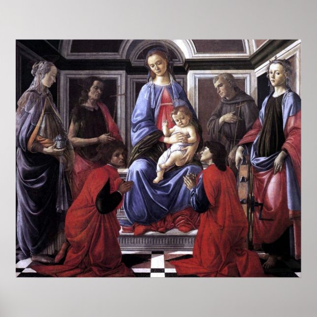 Póster Madonna y niño con seis santos - Botticelli (Frente)