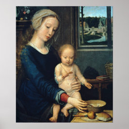 Póster Madonna y niño con sopa de leche - Gerard David
