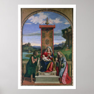 Póster Madonna y niño con St. John el Bautista y las