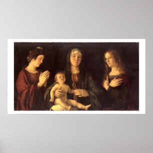 Póster Madonna y niño con St Mary Magdalena y St.