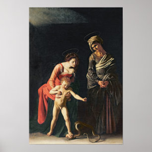 Póster Madonna y niño con una serpiente, 1605