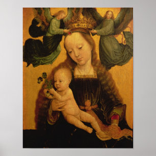 Póster Madonna y niño coronados por dos ángeles, c.1520