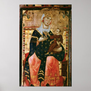 Póster Madonna y niño de la línea de entroned, c.1260