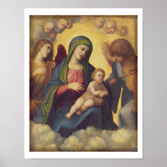 Póster Madonna y niño en Gloria, c.1520 (aceite (Frente)