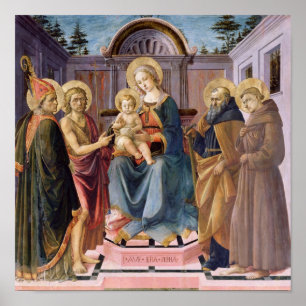 Póster Madonna y niño Enthroned con los SS