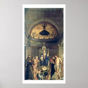 Póster Madonna y niño entronizados entre SS. Francis, J