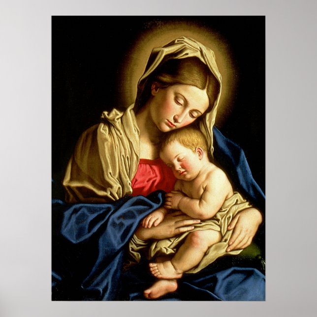 Póster Madonna y niño Jesús - Sassoferrato (Frente)