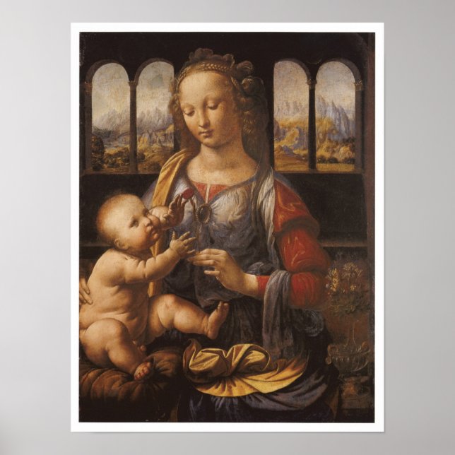 Póster Madonna y niño, Leonardo da Vinci, 1475 (Frente)