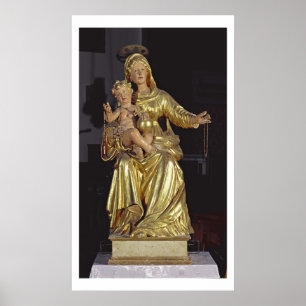 Póster Madonna y niño, siglo XVII (madera dorada)